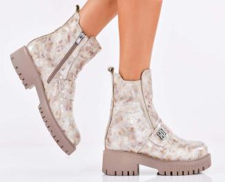 Дамски боти естествена  кожа бежови EOBUVKIBG