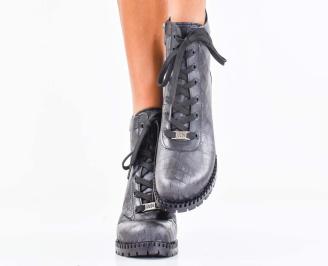 Дамски боти естествена  кожа черни EOBUVKIBG