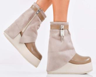 Дамски боти на платформа бежови EOBUVKIBG