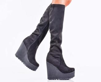 Дамски ботуши на платформа черни EOBUVKIBG