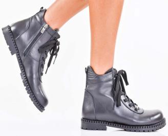 Дамски боти естествена  кожа черни EOBUVKIBG