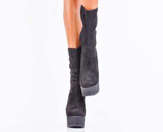 Дамски боти на платформа черни EOBUVKIBG