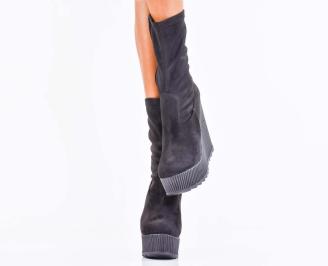 Дамски боти на платформа черни EOBUVKIBG