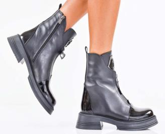 Дамски боти естествена  кожа черни EOBUVKIBG