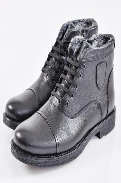 Мъжки боти естествена кожа черни EOBUVKIBG