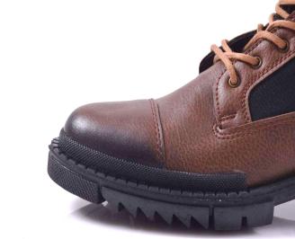 Мъжки боти естествена кожа  кафяви EOBUVKIBG