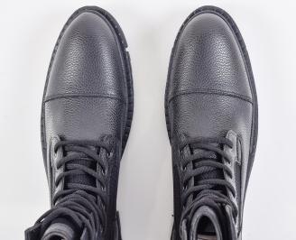 Мъжки боти естествена кожа черни EOBUVKIBG