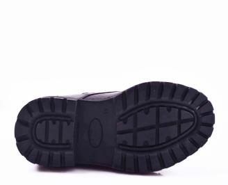 Мъжки боти естествена кожа черни EOBUVKIBG