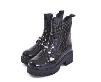 Дамски боти естествен лак черни EOBUVKIBG