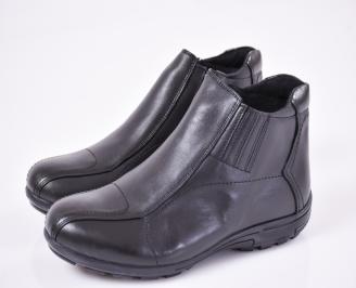 Мъжки боти естествена кожа черни EOBUVKIBG