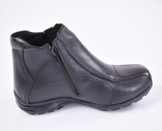 Мъжки боти естествена кожа черни EOBUVKIBG