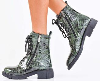 Дамски боти естествен лак зелени EOBUVKIBG