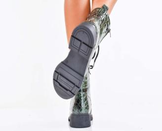 Дамски боти естествен лак зелени EOBUVKIBG