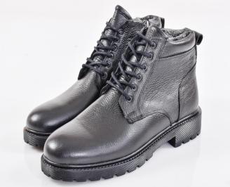 Мъжки боти естествена кожа черни EOBUVKIBG