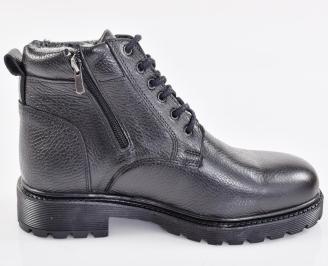 Мъжки боти естествена кожа черни EOBUVKIBG