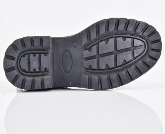 Мъжки боти естествена кожа черни EOBUVKIBG