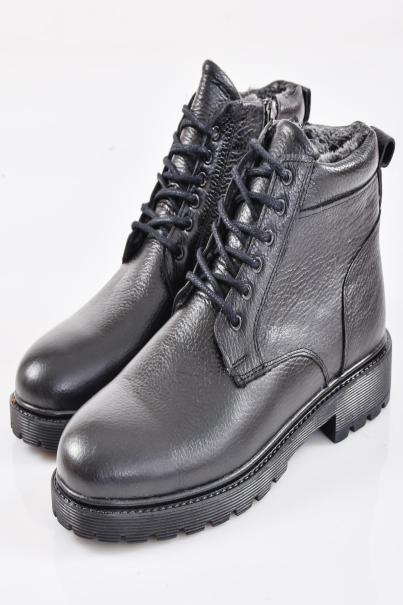 Мъжки боти естествена кожа черни EOBUVKIBG