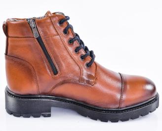 Мъжки боти естествена кожа кафяви EOBUVKIBG