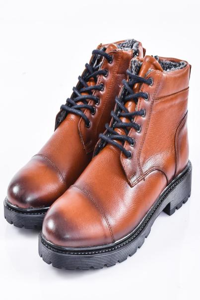 Мъжки боти естествена кожа кафяви EOBUVKIBG