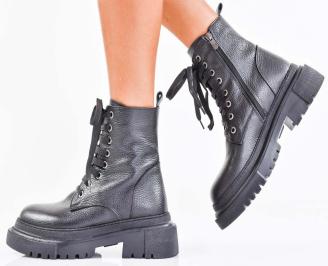 Дамски боти естествена кожа черни EOBUVKIBG