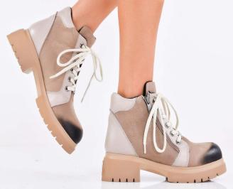 Дамски боти естествен набук бежови EOBUVKIBG