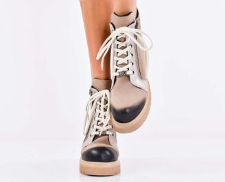 Дамски боти естествен набук бежови EOBUVKIBG