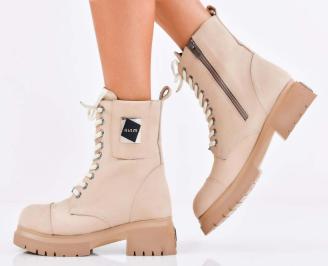 Дамски боти естествен набук бежови EOBUVKIBG