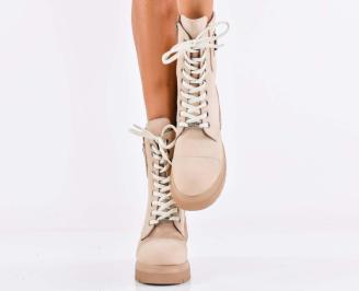 Дамски боти естествен набук бежови EOBUVKIBG