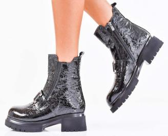 Дамски боти естествен лак черни EOBUVKIBG