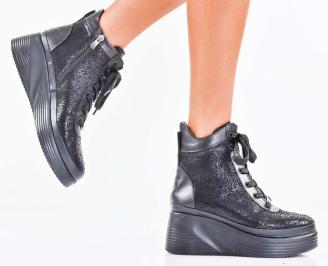 Дамски боти естествена кожа черни EOBUVKIBG