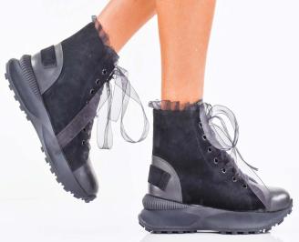 Дамски боти естествен набук черни EOBUVKIBG