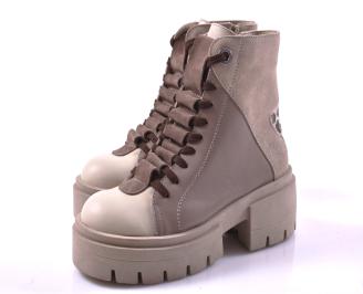 Дамски боти естествена кожа бежови EOBUVKIBG