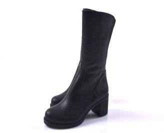 Дамски елегантни боти естествена кожа черни EOBUVKIBG