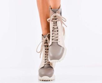 Дамски боти естествена кожа бежови EOBUVKIBG