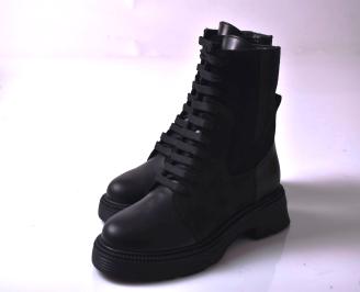 Дамски боти естествена кожа черни EOBUVKIBG