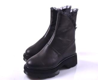 Дамски боти естествена кожа черни EOBUVKIBG