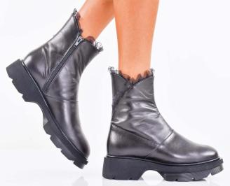 Дамски боти естествена кожа черни EOBUVKIBG