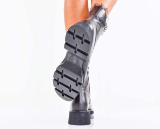 Дамски боти естествена кожа черни EOBUVKIBG