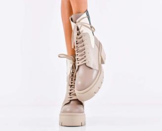 Дамски боти естествена кожа бежови EOBUVKIBG