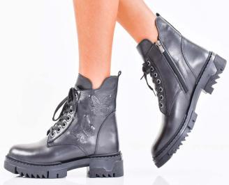 Дамски боти естествена кожа черни EOBUVKIBG