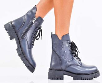 Дамски боти естествена кожа сини EOBUVKIBG