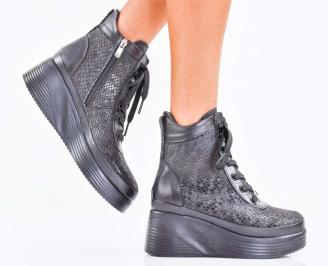 Дамски боти естествена кожа черни EOBUVKIBG