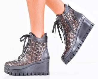 Дамски боти естествена кожа черни EOBUVKIBG