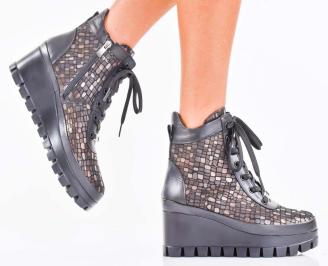 Дамски боти естествена кожа черни EOBUVKIBG