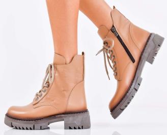 Дамски боти естествена кожа бежови EOBUVKIBG