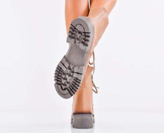 Дамски боти естествена кожа бежови EOBUVKIBG