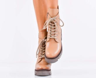 Дамски боти естествена кожа бежови EOBUVKIBG