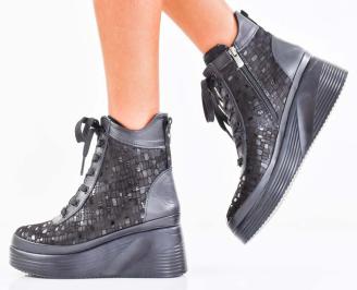 Дамски боти естествена кожа черни EOBUVKIBG