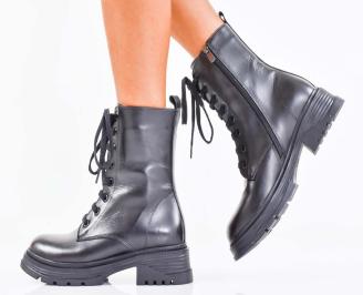 Дамски боти естествена кожа черни EOBUVKIBG