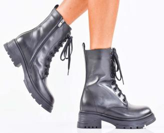 Дамски боти естествена кожа черни EOBUVKIBG